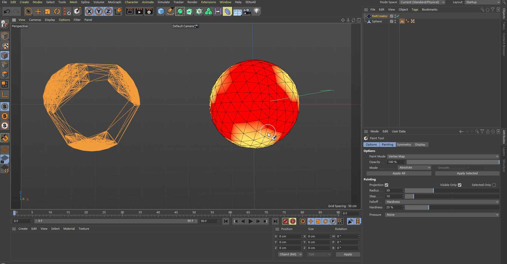 Draw a weight map manually by using paint tool